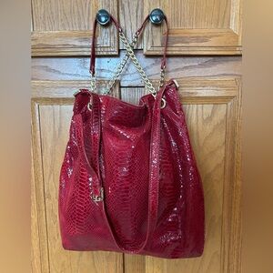 Michael Kors Red Snake Print Hobo Bag
